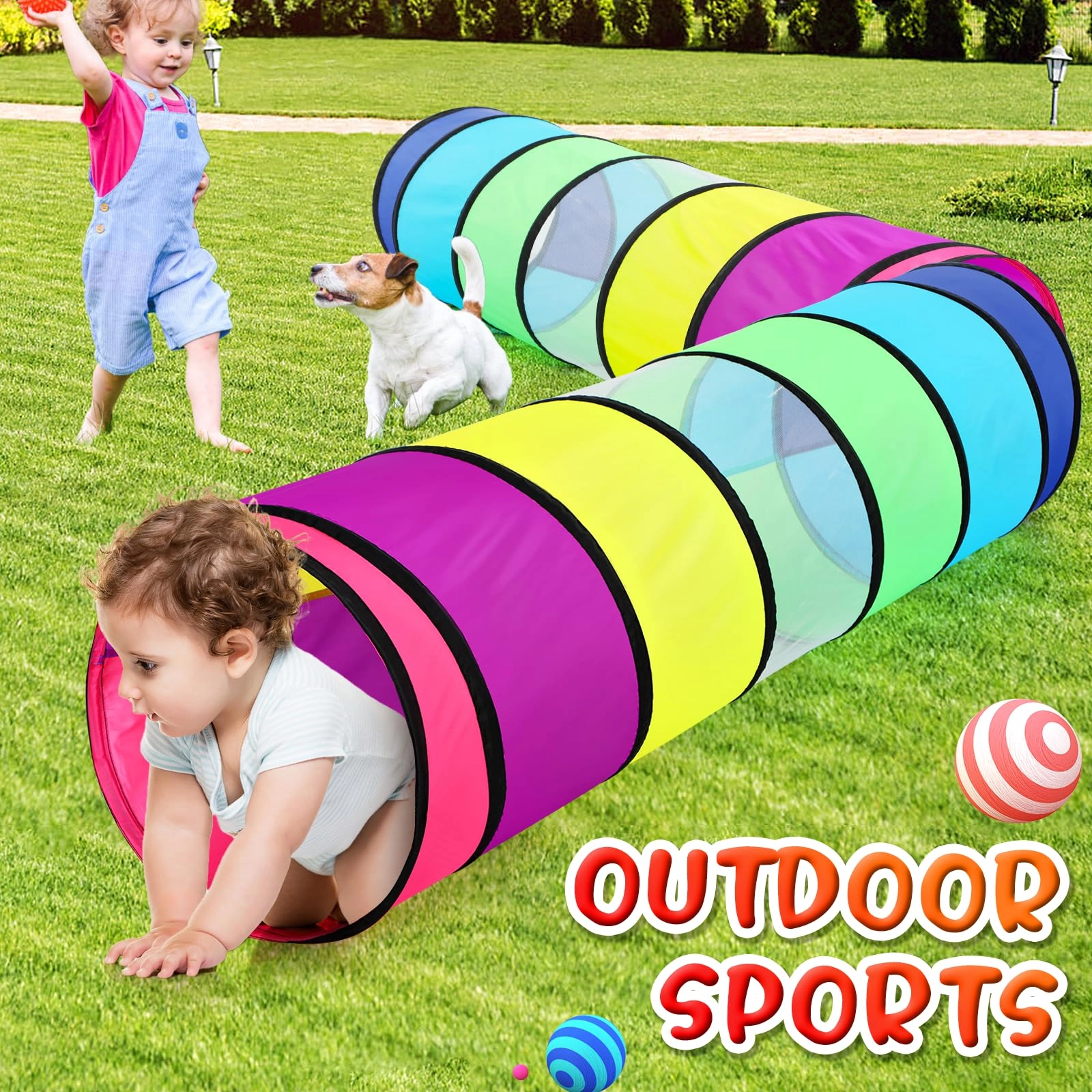 Kids Play Tunnel - Colorful Pop Up Rainbow