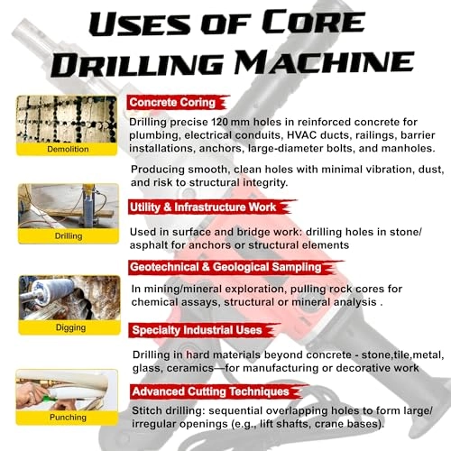 Diamond Core Drilling Machine - 2400W Corded Electric 10.16 cm Auger Bit