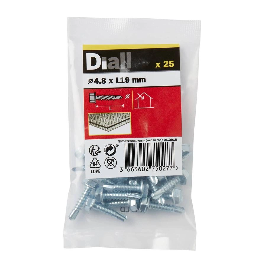 Zinc-Plated Carbon Steel Drilling Hex Screw Pack 4.8mm 19mm