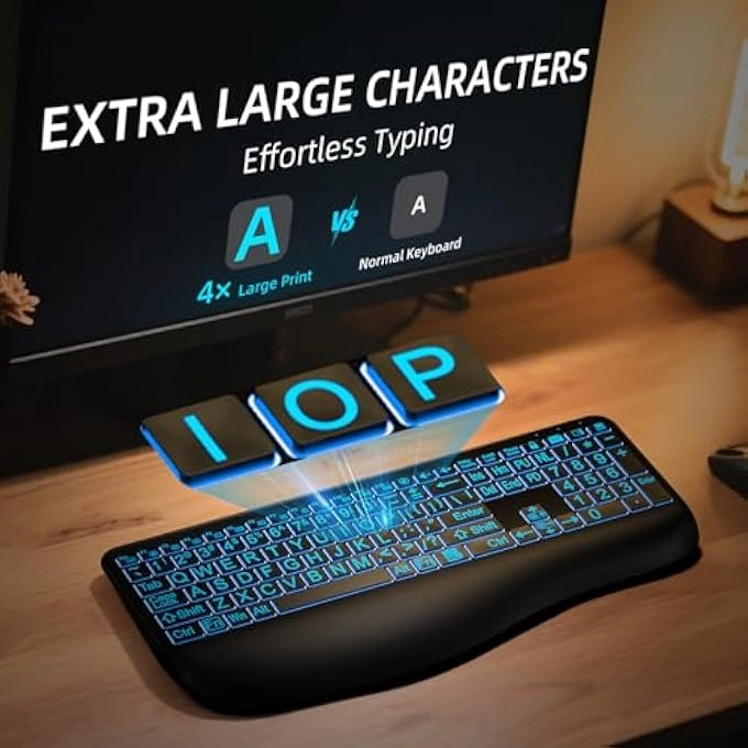 Large Print Backlit Wireless Keyboard - Wireless