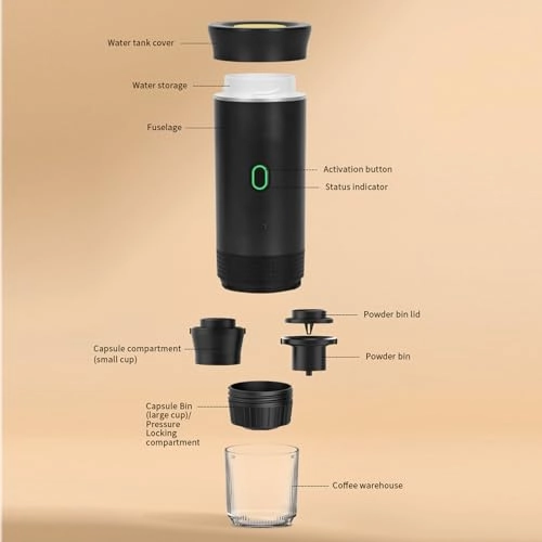 Portable Capsules Coffee Maker - 120mL ground coffee or capsules