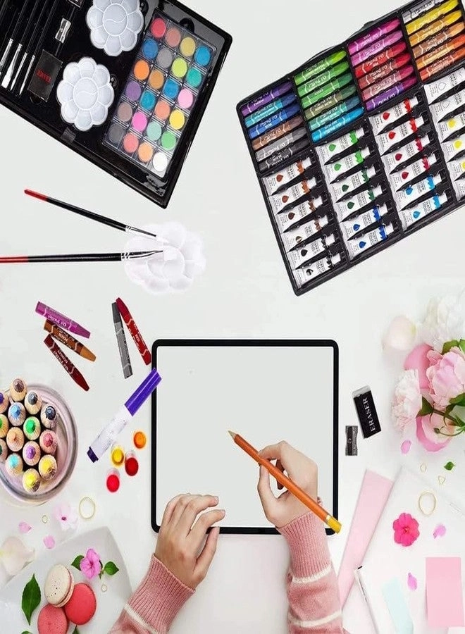 Space Art & Craft Set - 145 Pieces Colour Pencils Oil Pastels Paint Brushes