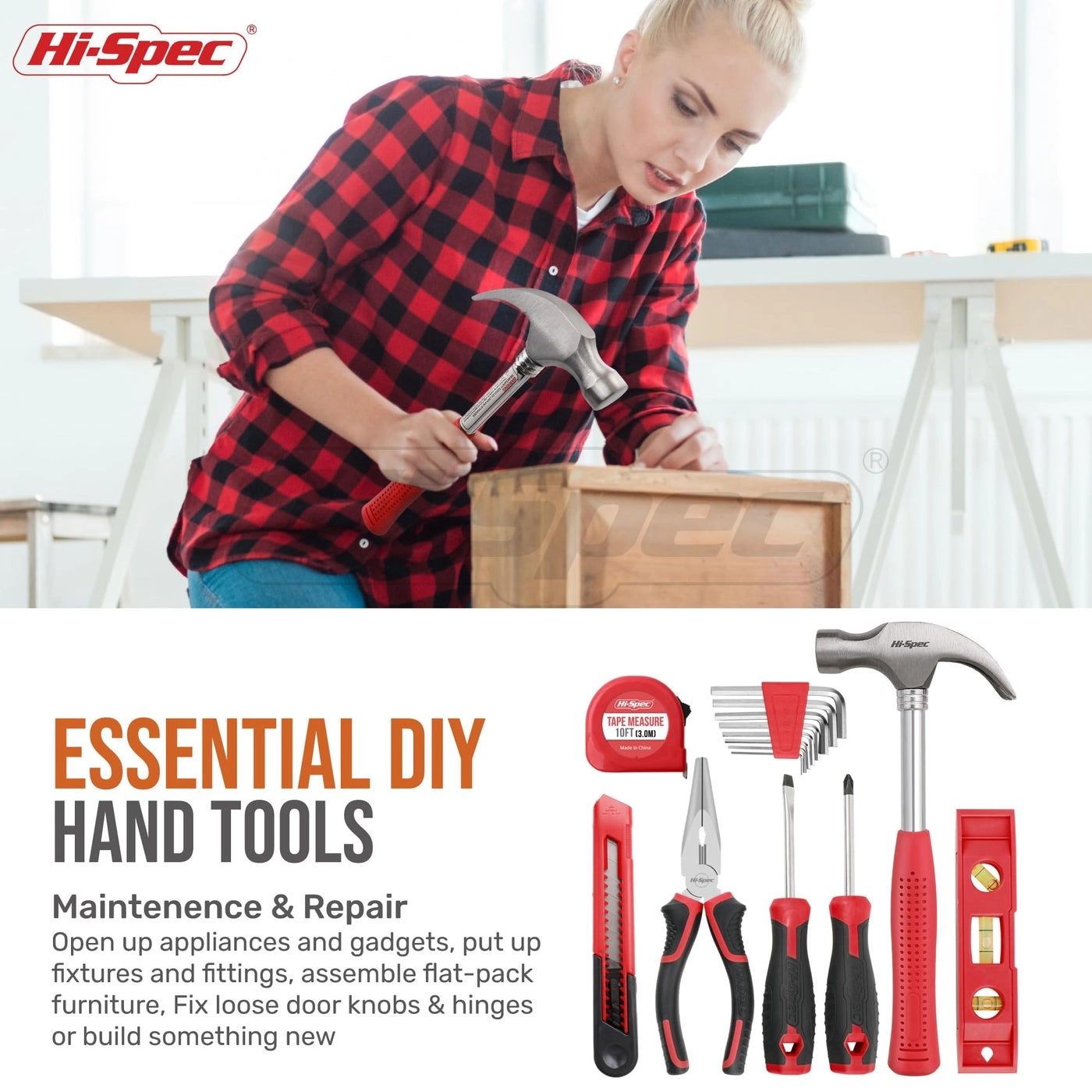 Cordless Drill Driver - 8V + Screw Driver + Drill Bit Set + Pliers + Hammer + Toolbox Case
