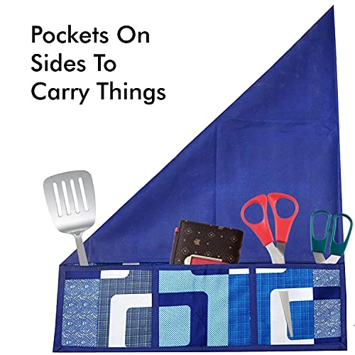 Microwave/Oven top ccover - 4 Pockets Blue