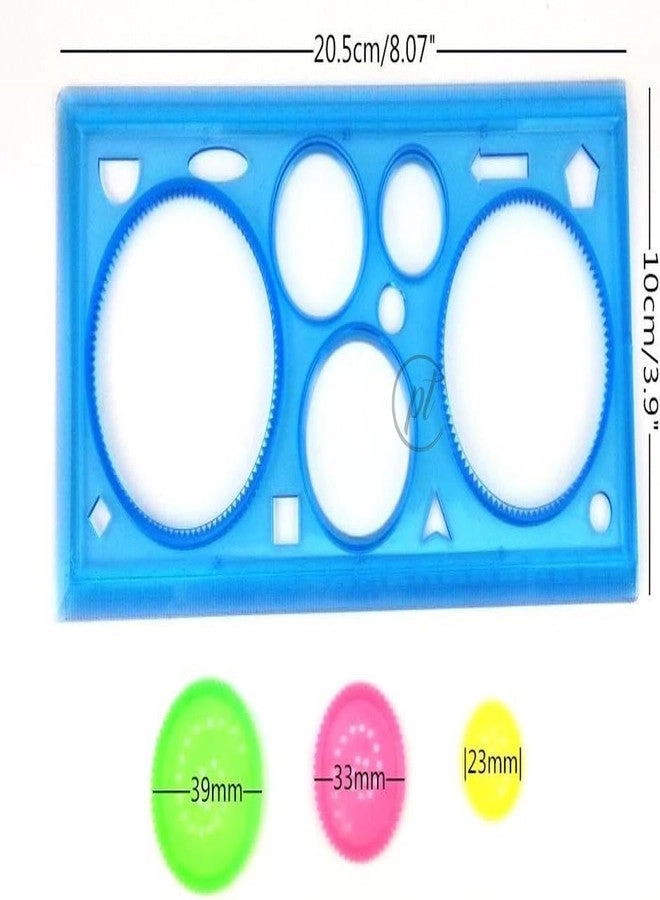 Stencil Geometric Ruler - 2 Pcs + Ballpoint Pen + Spiral Drawing Kit