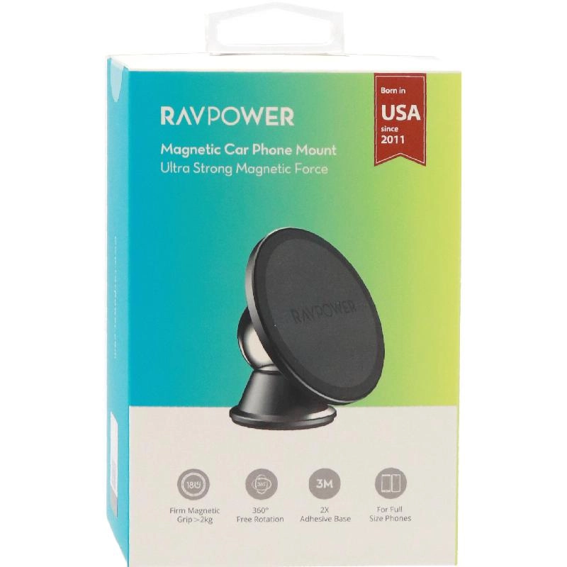 360° Rotation Magnetic Car Phone Mount - Firm Magnetic Grip (>2kg) 2x Adhesive Base