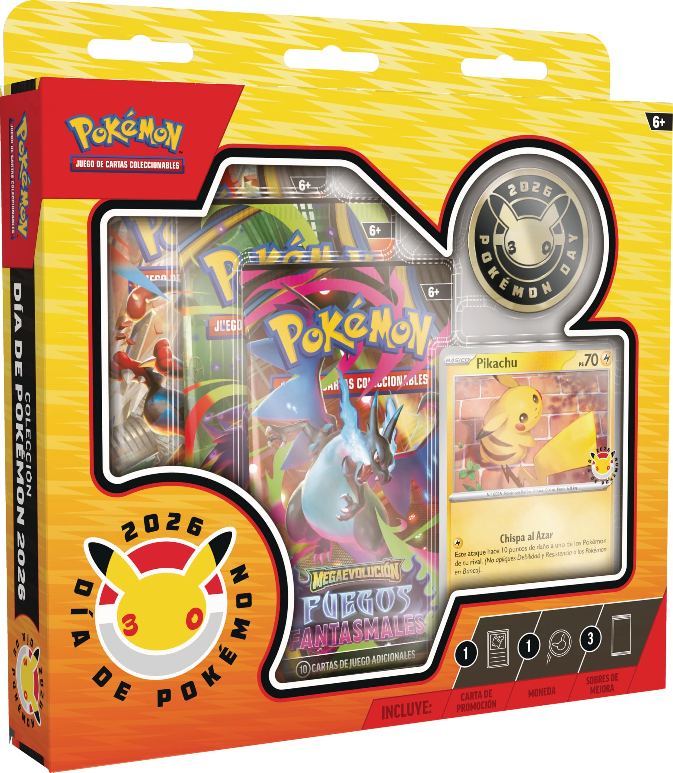 The Pokémon Company International Holographic Pikachu Promo Card + 30th Anniversary Coin + 3 Booster Packs - 10 cards
