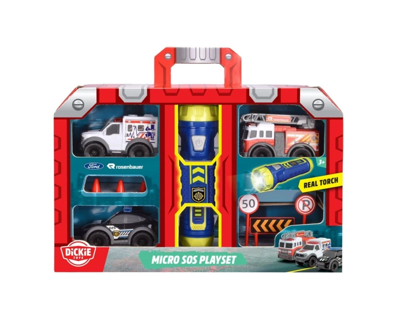 Micro Vehicle Playset - 3 pcs with flashlight