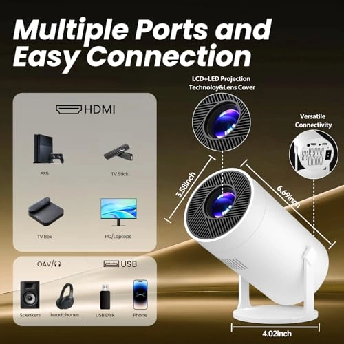 Mini Projector - 200 ANSI Lumens 1280 x 720 pixels