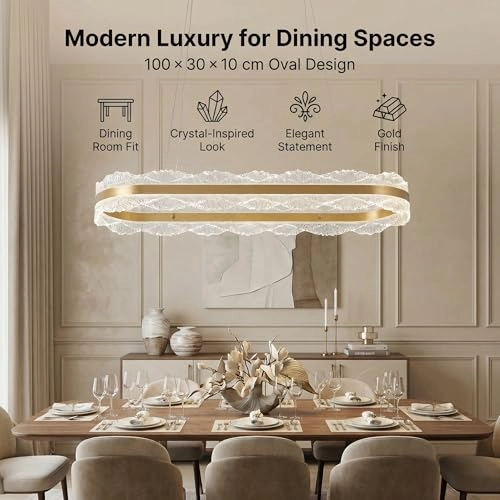 LED Ring Chandelier Oval - 3000K/4500K/6000K Stepless Dimming