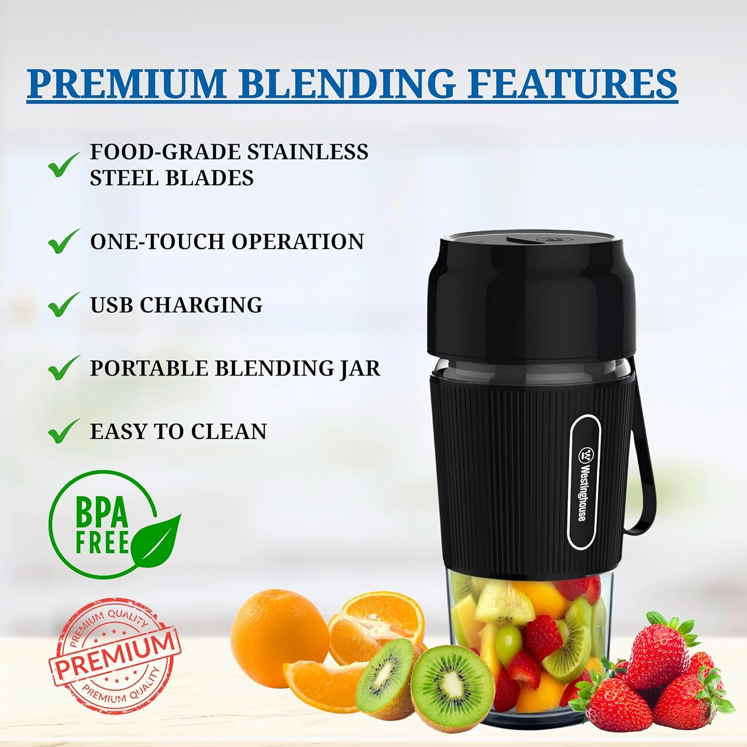 Personal Blender - Portable BPA-Free Sport Bottle One-Touch Operation