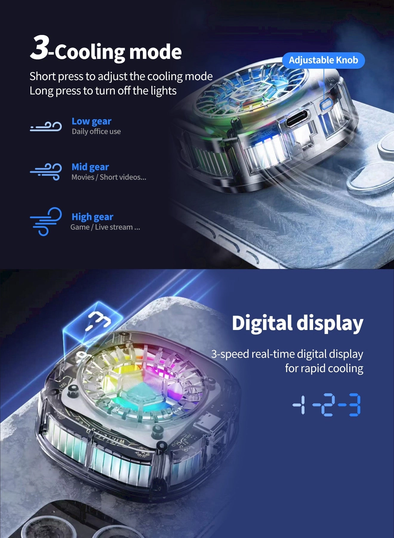 Magnetic Phone Cooler - Semiconductor 3-Speed Digital Display