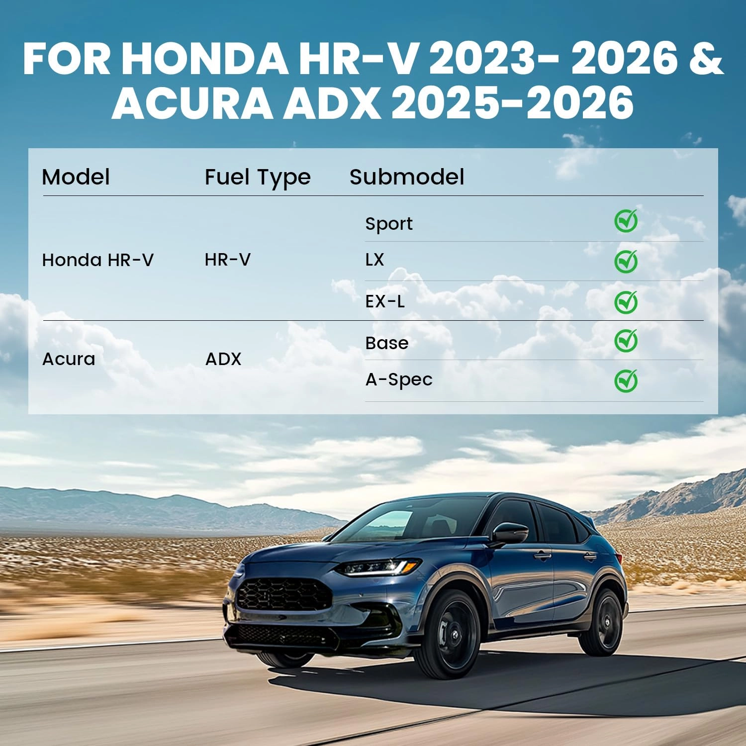Floor Mats & Cargo Mat - Honda HR-V 2023-2026 / Acura ADX 2025-2026