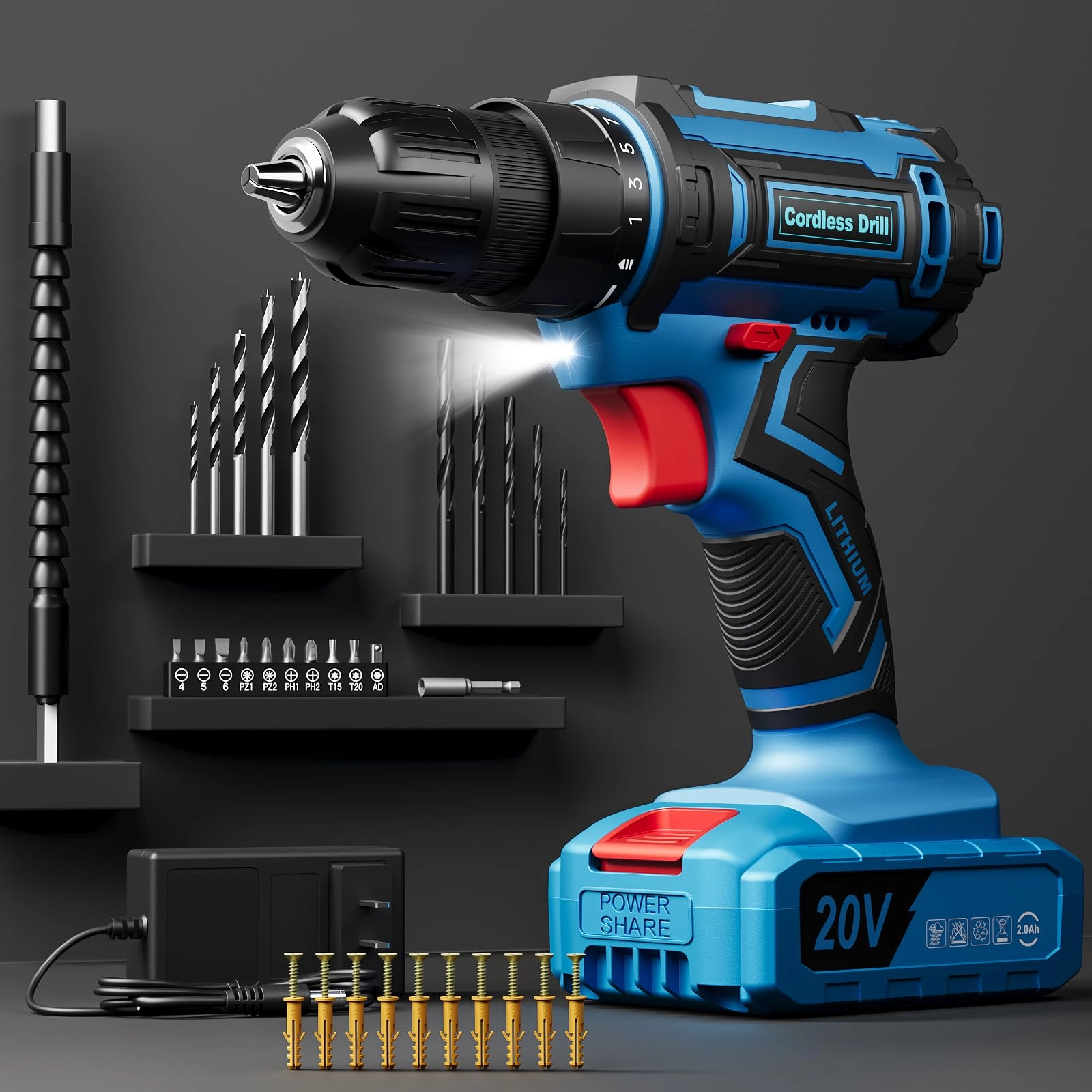 Cordless Drill Set - 20 Volts