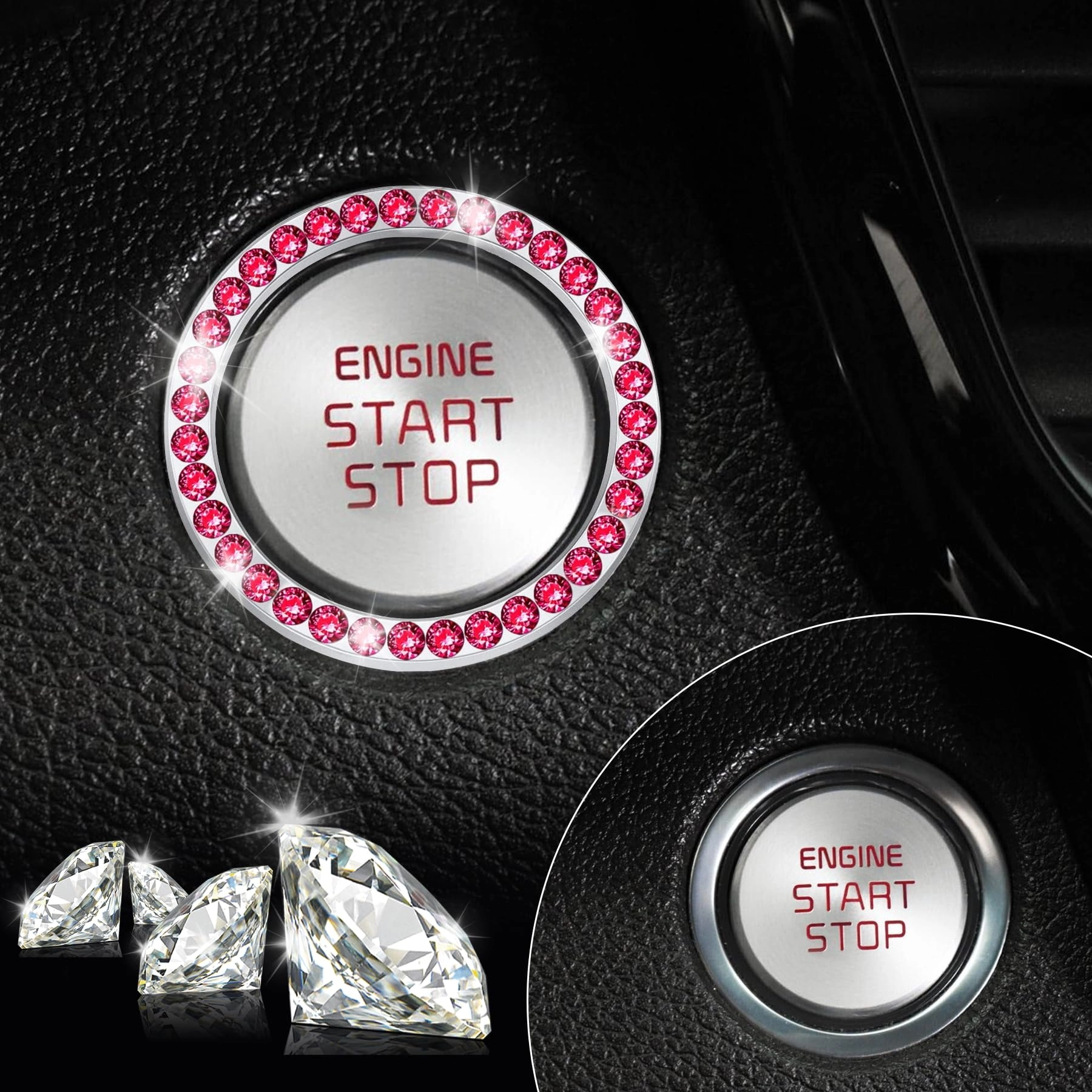 Crystal Combinatorial Rhinestone Car Engine Start Decoration Ring