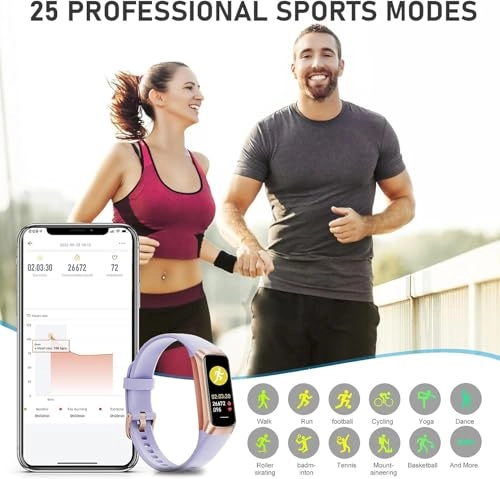 Fitness Tracker - 1.1" AMOLED Heart Rate Monitor Waterproof