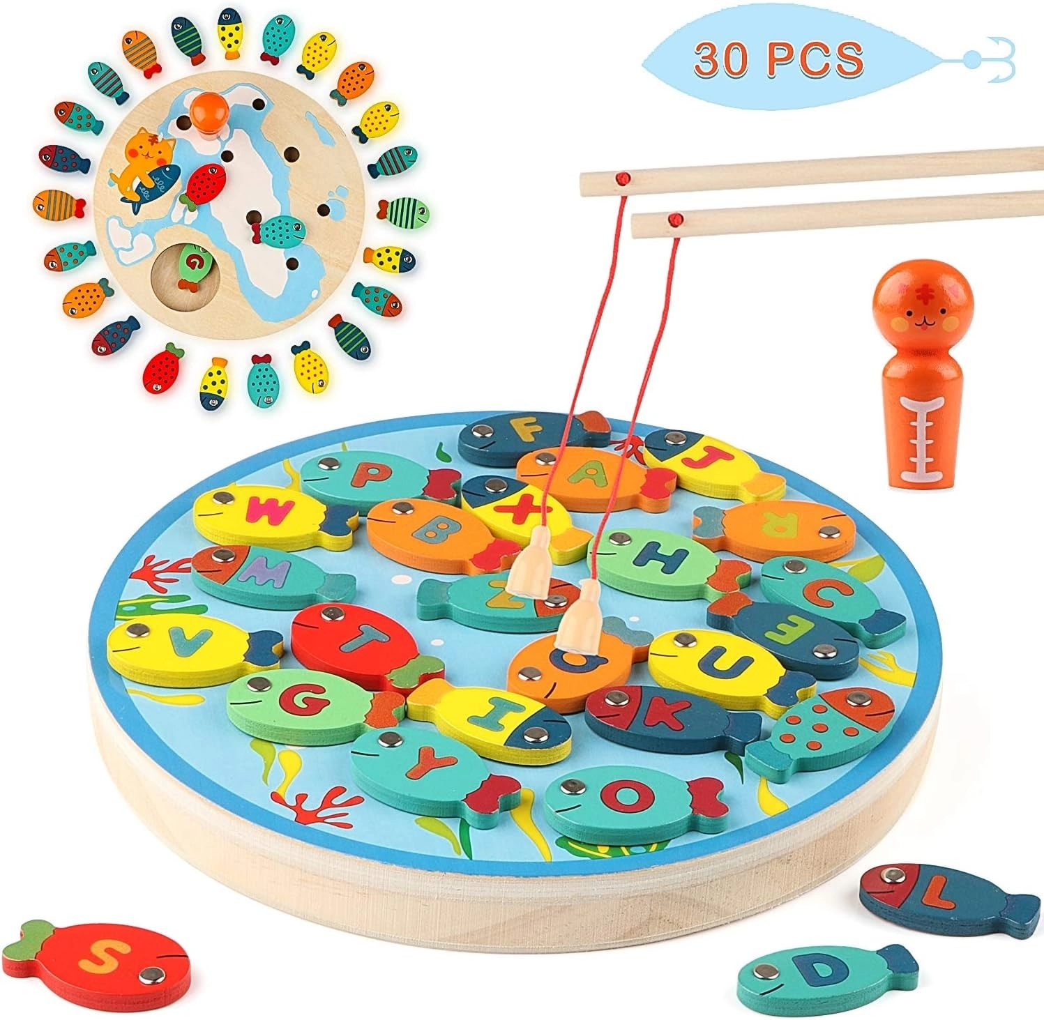 ESSEN Magnetic Wooden Fishing Game - 26 pieces
