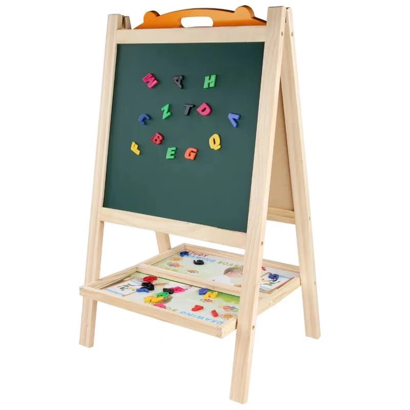 Double-Sided Magnetic Wooden Easel Board - 3 +