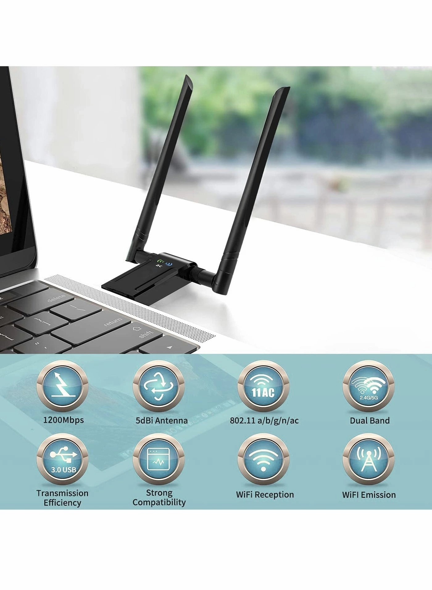 Wireless USB WiFi Adapter - 2.4G/5G USB 3.0