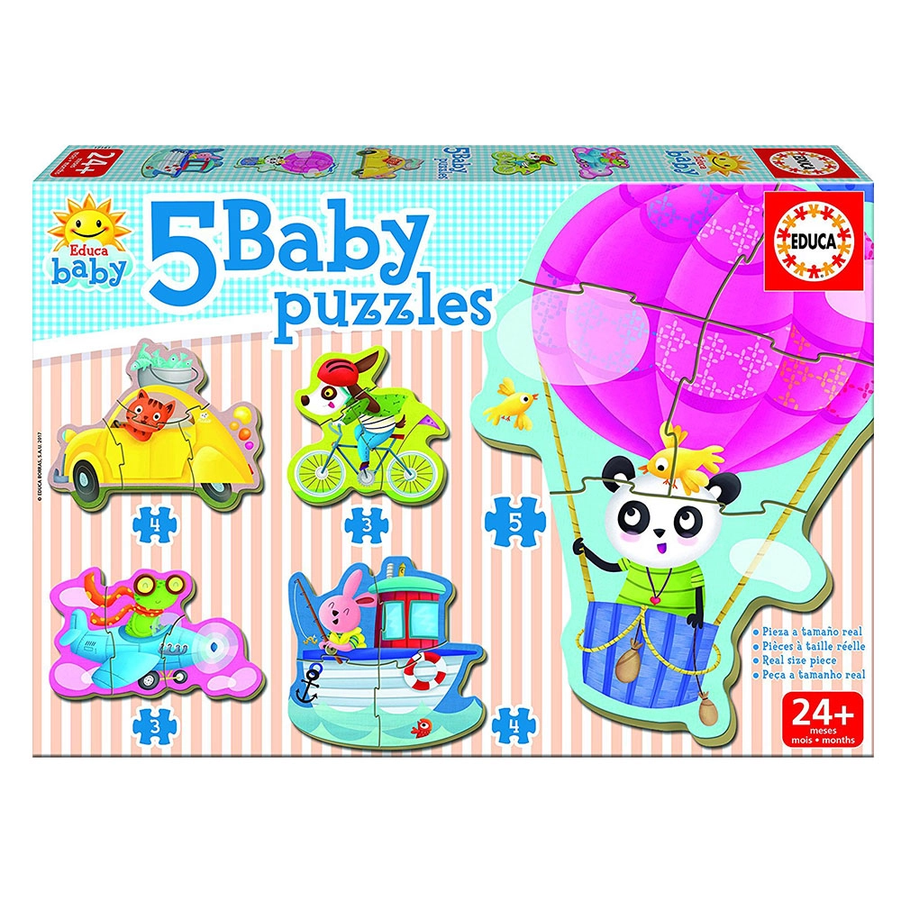 5-In-1 Baby Jigsaw Puzzle Set - 2+ 3-5 pieces