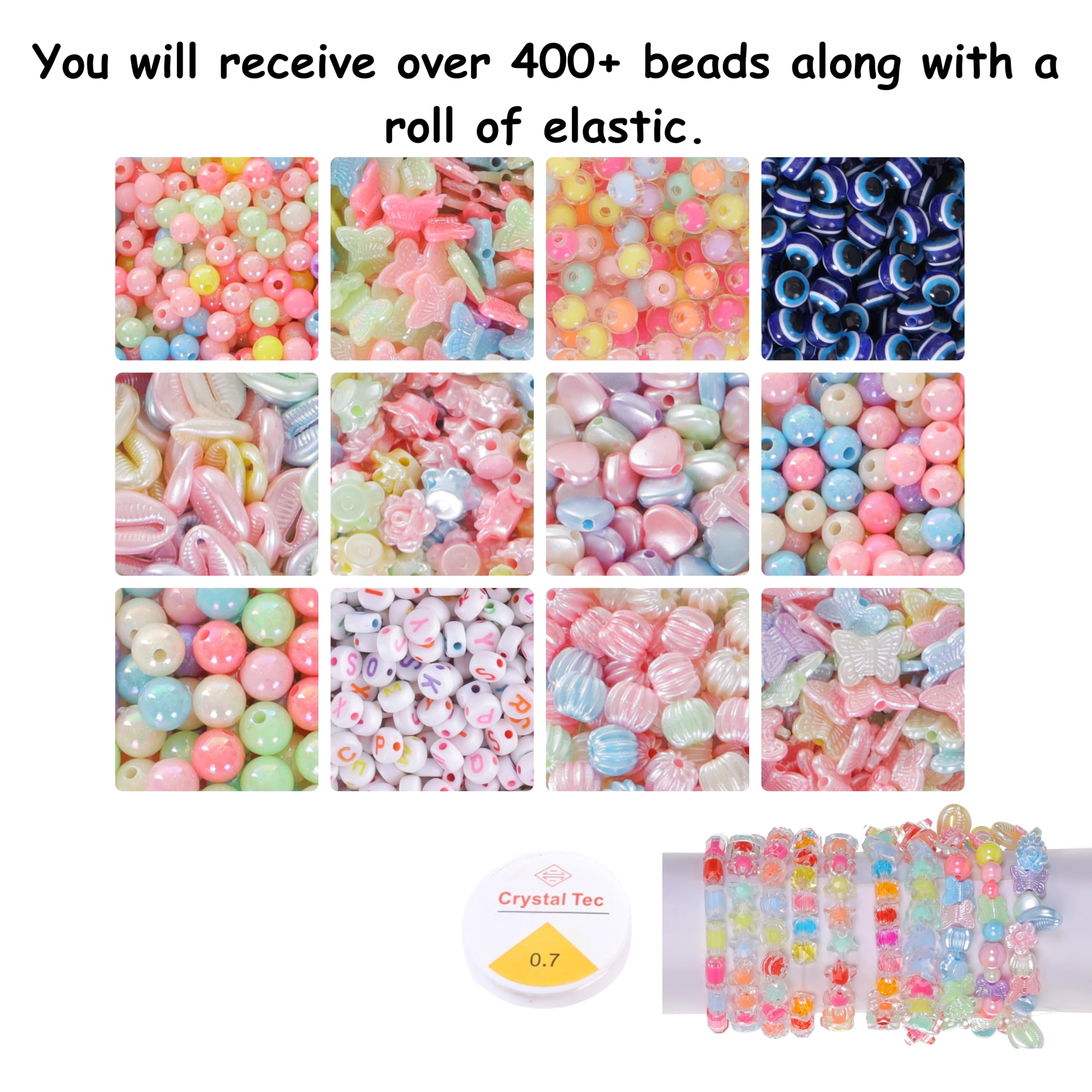 Bracelet Making Kit - 12 Types 10m Elastic Thread