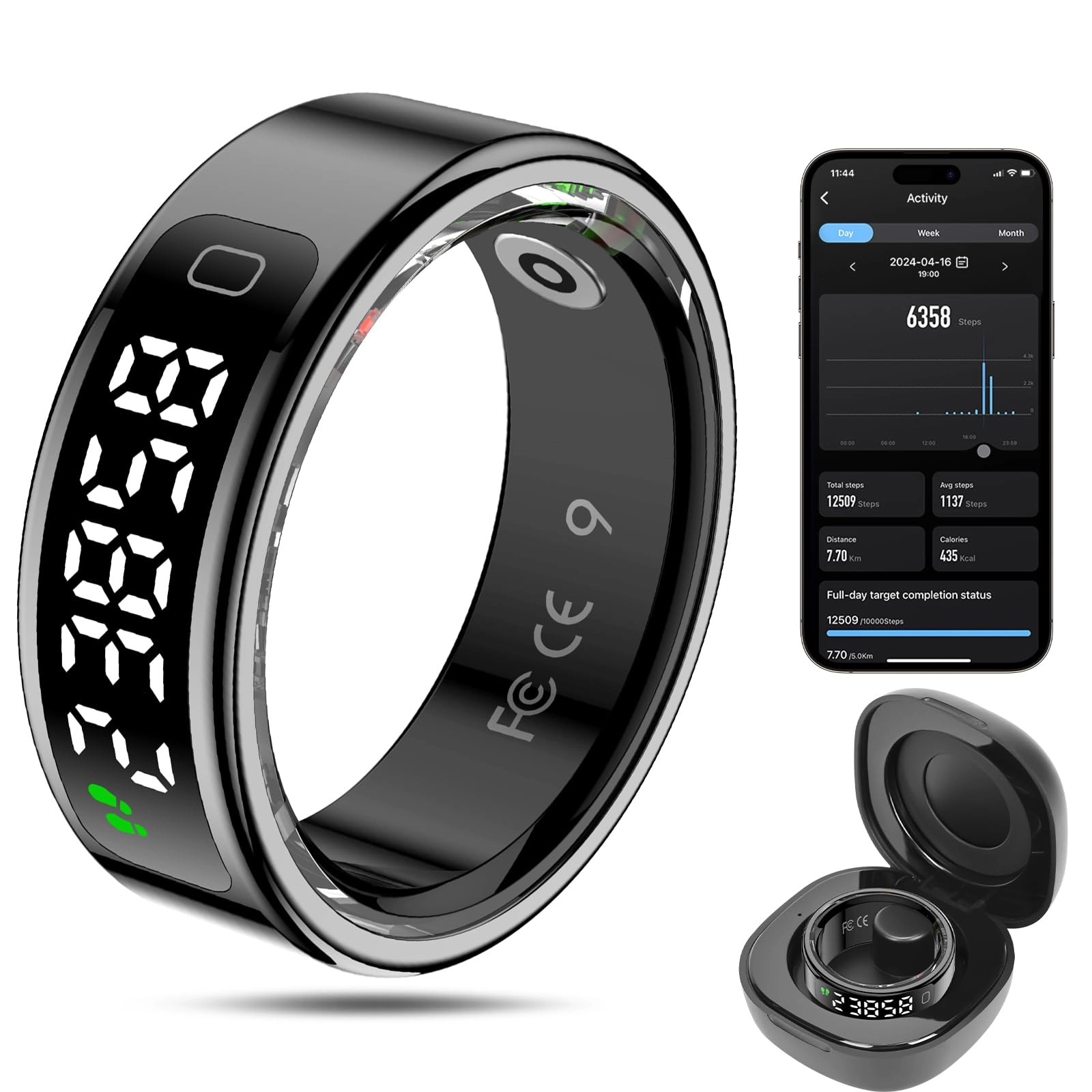 Smart Ring - LED Dispay Screen Heart Rate Sleep Tracker