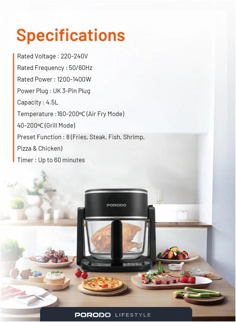 Air Fryer & Electric Grill PD-LFST022-BK