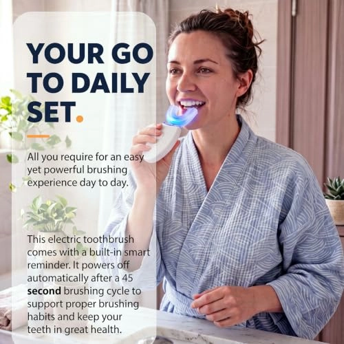 Ultrasonic Electric Toothbrush - 2 Pieces U Shaped 3 Brush Heads Bundle