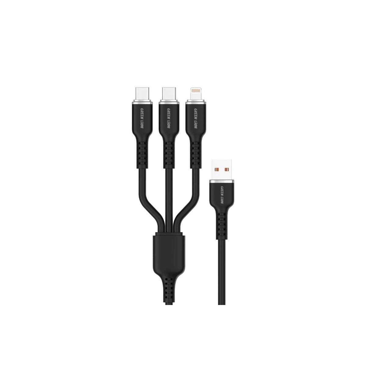 Tradeo 3-in-1 Silicone Cable Lightning to USB-C Fast Charge 1.2m