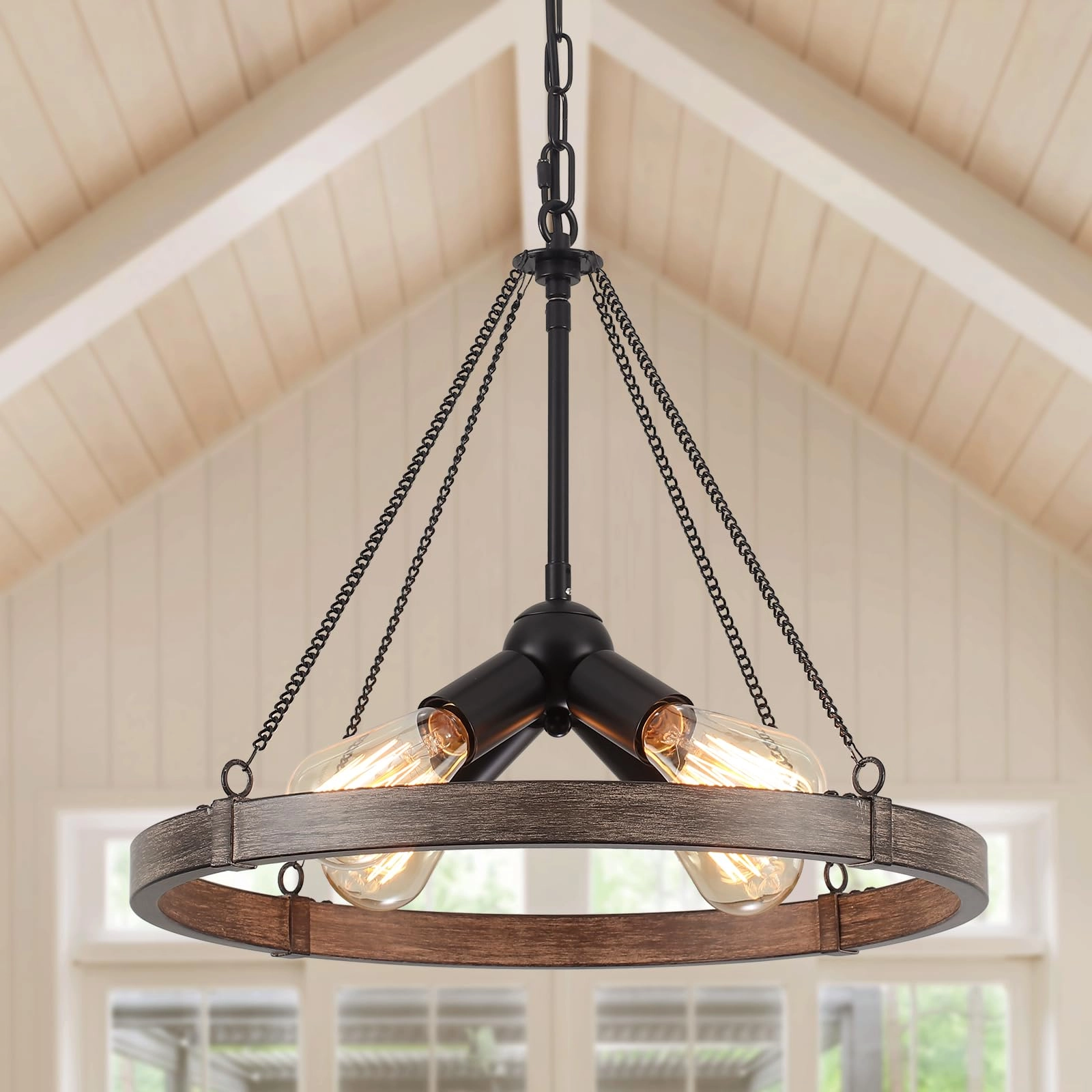 LXWNYY Wagon Wheel Chandelier - 15'' to 74.8''