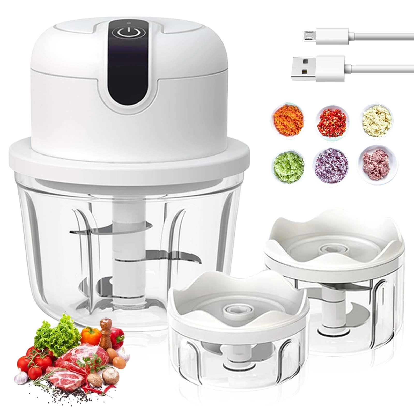 WIYETY Onion Chopper - 100/250/350 ml Battery Powered