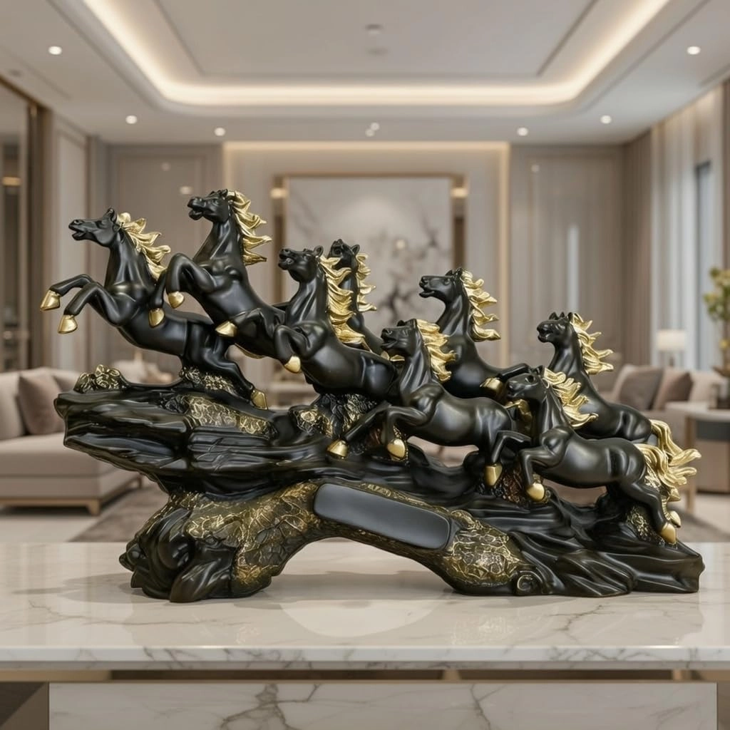 uag exports private limited Seven Running Victory Horses Statue - Resin