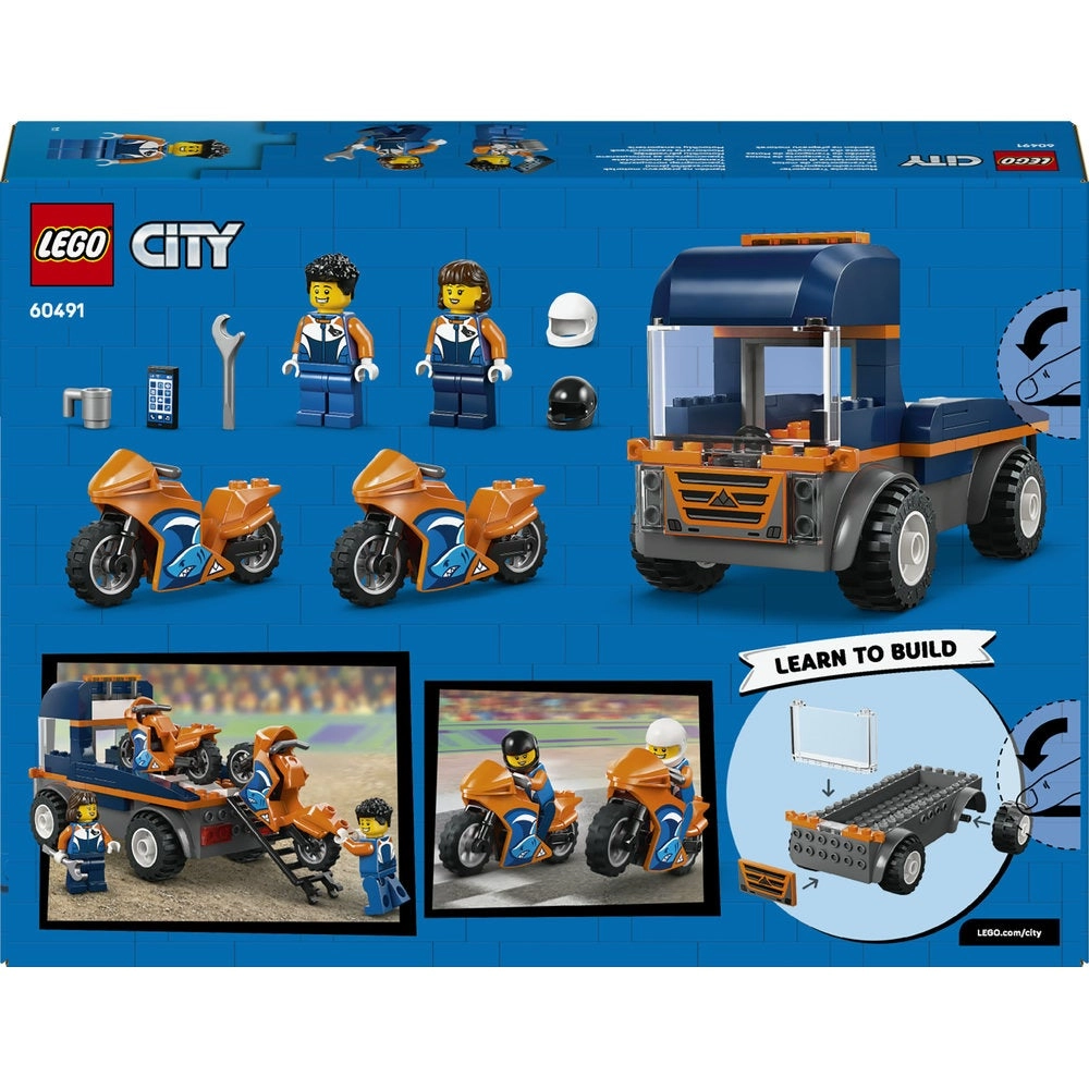 City Motorcycle Transporter - Flatbed Truck 2 Motorbikes (60491)