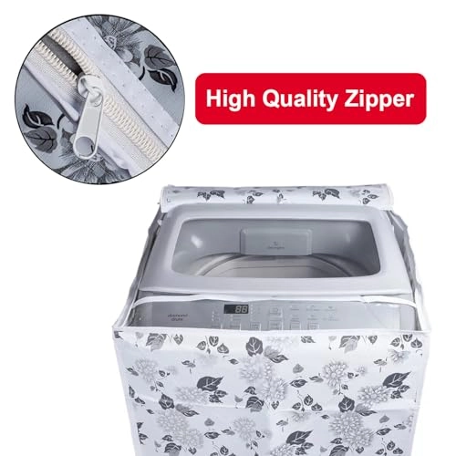 Top Load Washing Machine Cover - 56X56X85cms Half White & Grey