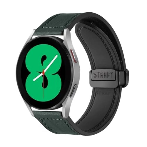 STRAPY 20mm Soft Genuine Leather Hybrid Watch Band for Samsung Galaxy Watch - 40mm/44mm