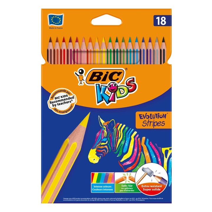 BIC Kids Evolution Stripes - 18 PCS