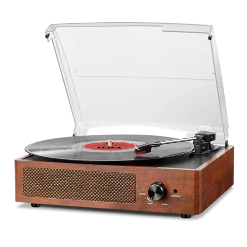 Record Player Turntable - Built-in Bluetooth 3-Speed 2 Stereo Speakers