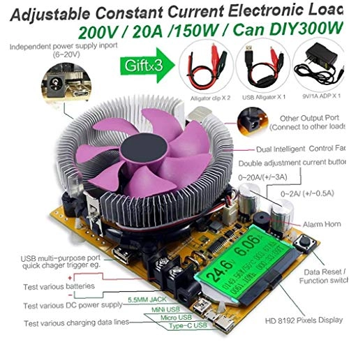 150W USB Adjustable Constant Current Load Tester - 8 in 1 Digital