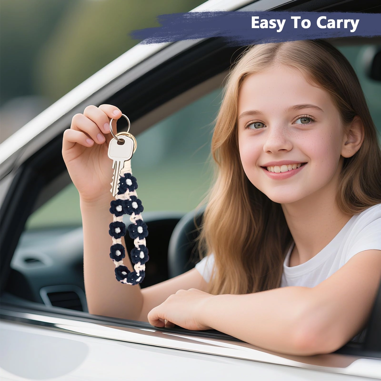 Boho Macrame Keychain - Car