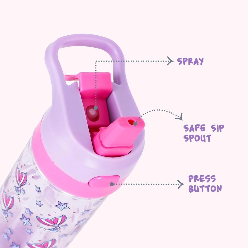 6 And 4 Convertible Lunch Box - Mermaid Purple + 420 ml Water Bottle + Sandwich Cutter