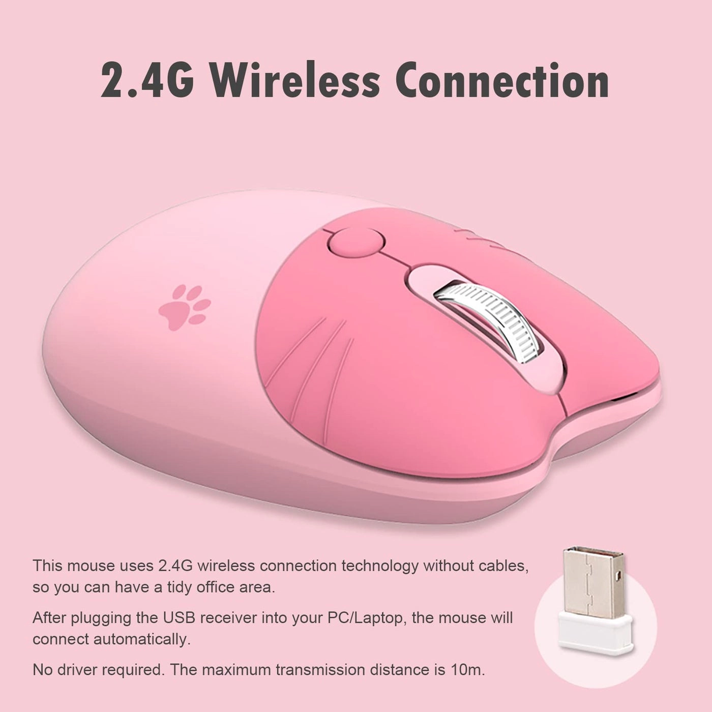 Cute Cat Wireless Mouse - USB