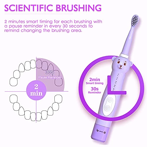 Kids Sonic Electric Toothbrush - Green+8 Heads 2 Min Timer