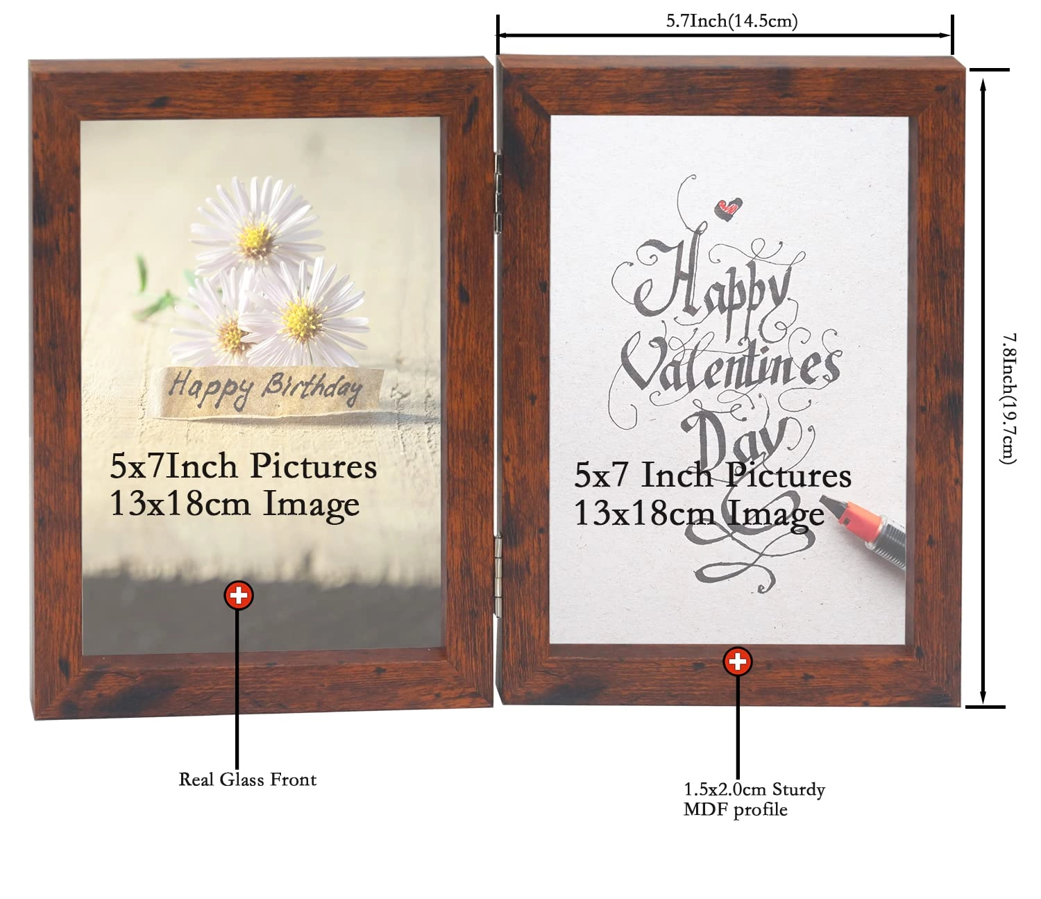 Hinged Double Photo Frame - 7x5'' 2