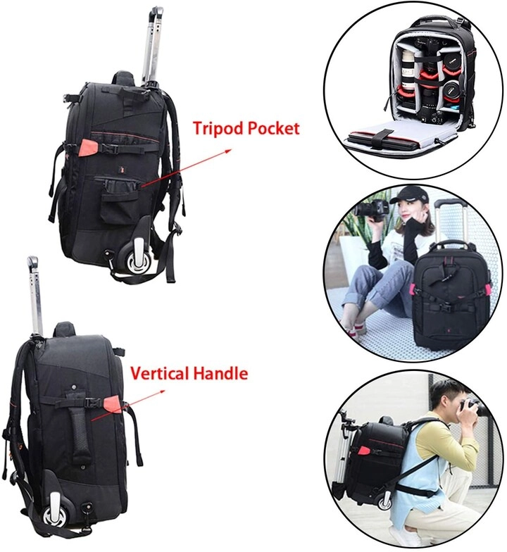 Bp-60 - 38cm X 25cm X 56cm Professional Trolley Bag Backpack Case