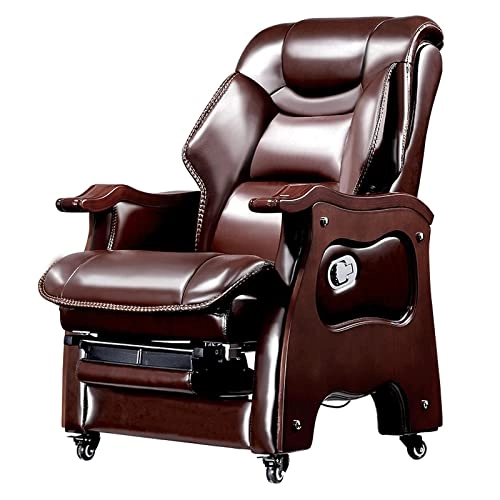 Desk Chair - PU Leather Brown High Back