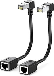JUXINICE Cat6 Extension Cable - 2Pack 90 Degree RJ45 Male to Female