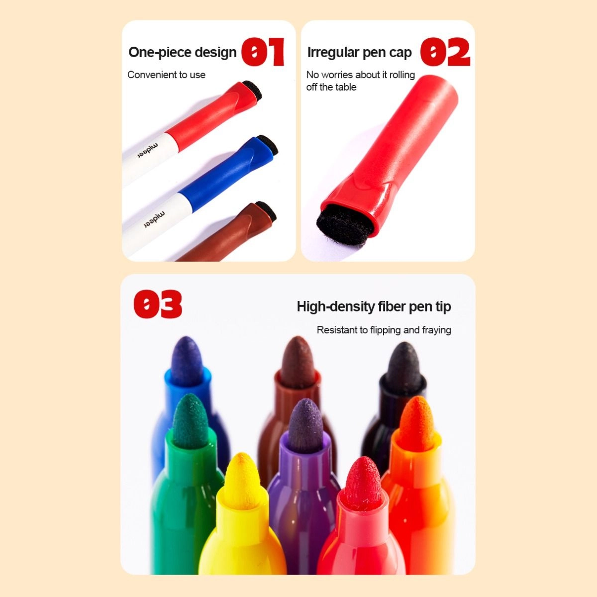 White Board Markers - 8 Colors Durable Tip