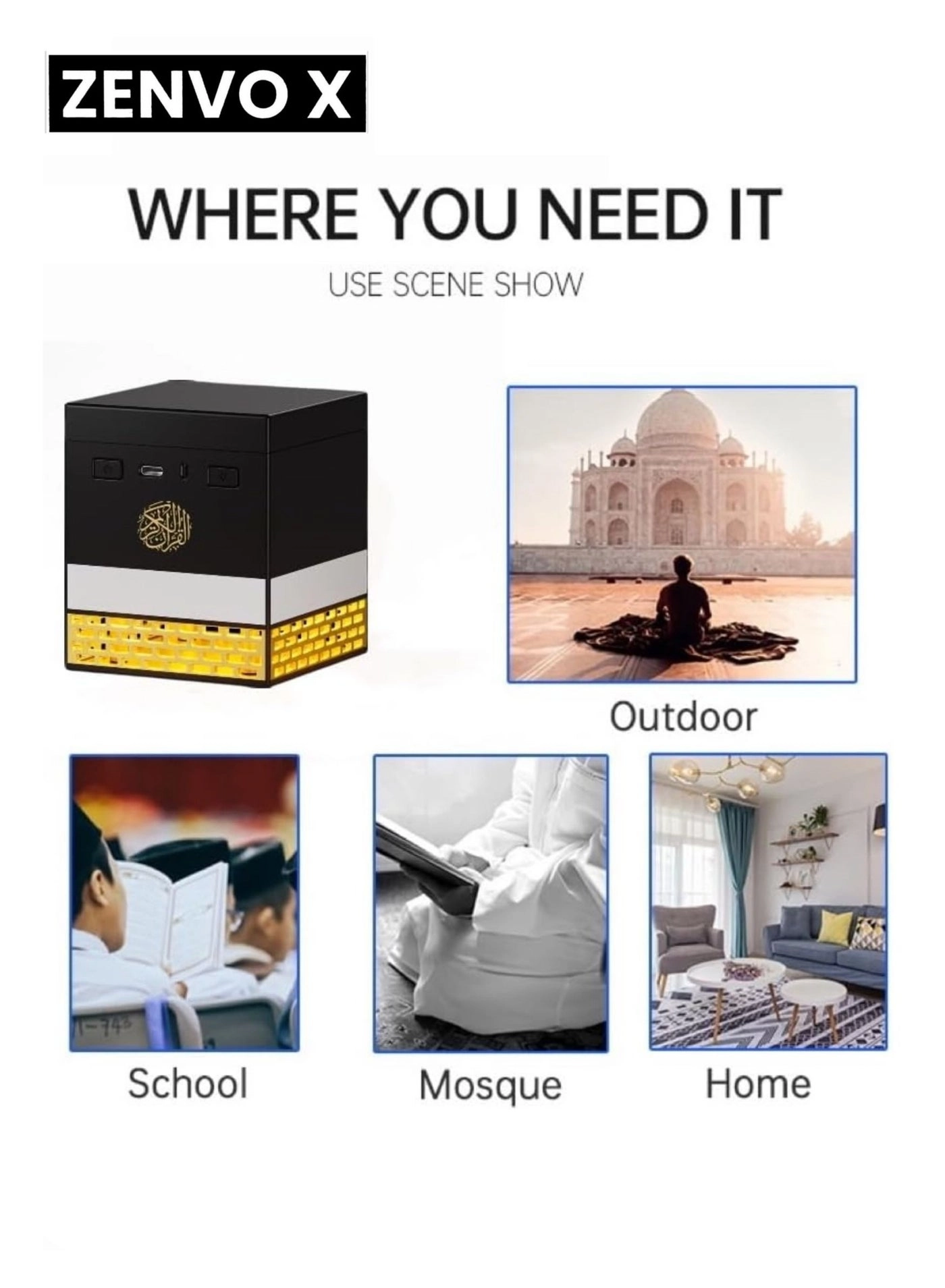 Kaaba Quran Night Light - 114 Surahs 18 Reciters 16 Translations