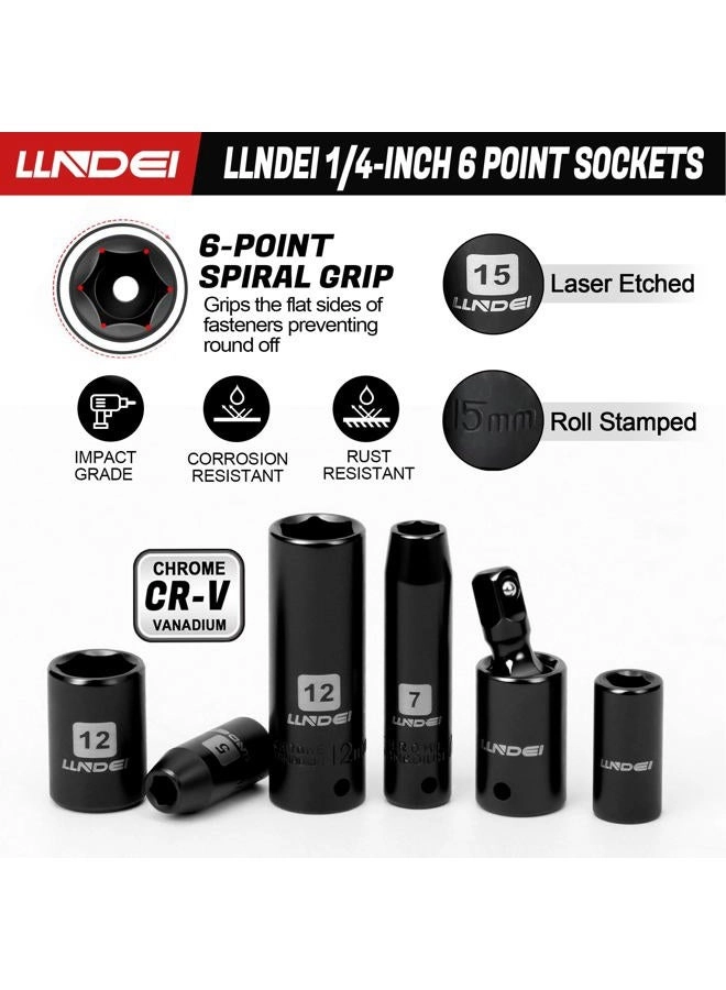 Brushless Power Drill Set - 2.0Ah + 1/4-Inch Drive Socket Set