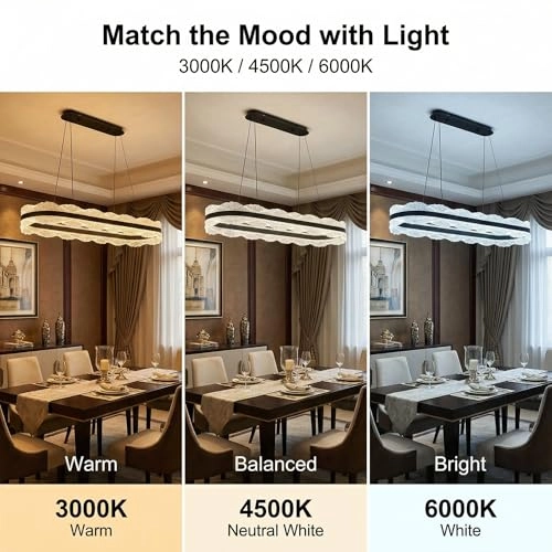 LED Ring Chandelier Oval - 3000K/4500K/6000K Stepless Dimming